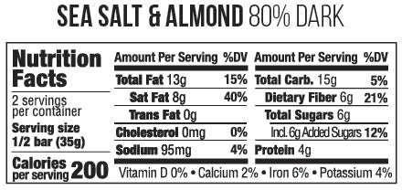Sea Salt & Almond - 80% Dark Chocolate