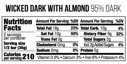 Wicked Dark with Almonds - 95% Dark Chocolate