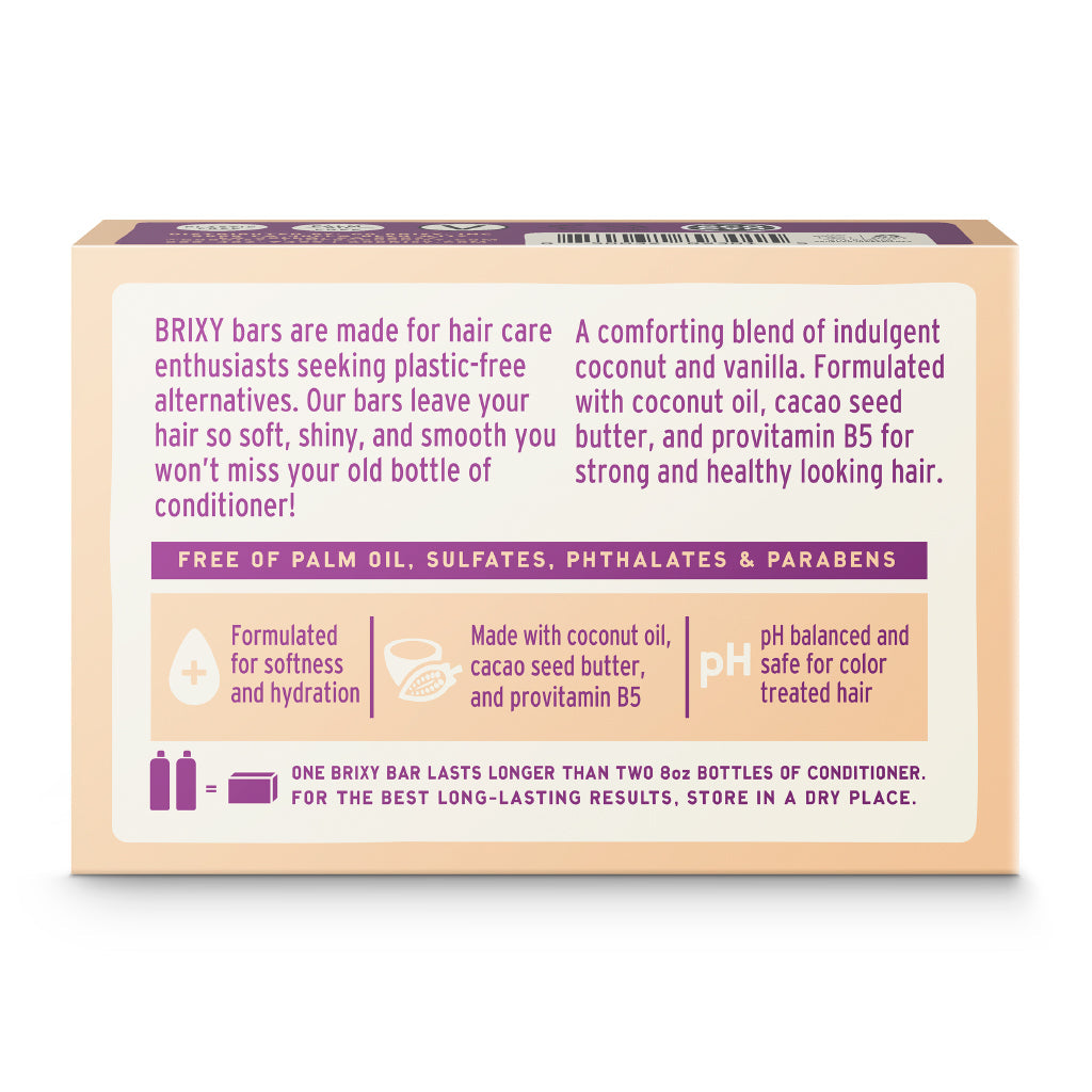 BRIXY Coconut Vanilla Conditioner Bar for Softness & Hydration (sold in Cases of 6)
