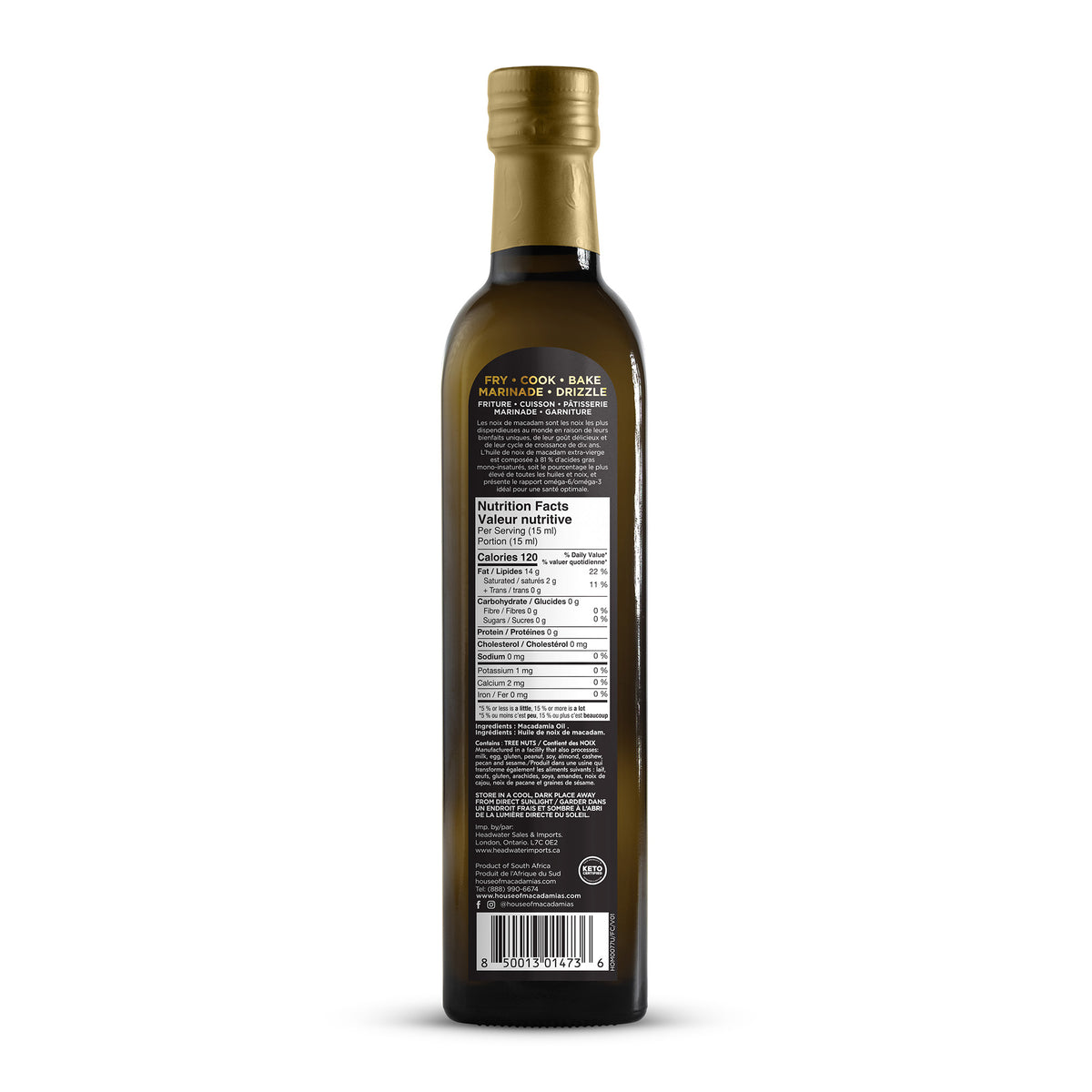 Macadamia Oil Extra Virgin Cold Pressed (6 x 500ml)