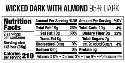 Wicked Dark with Almonds - 95% Dark Chocolate