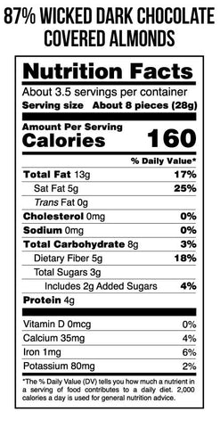 Wicked Dark Chocolate Covered Almonds - 87% Dark Chocolate