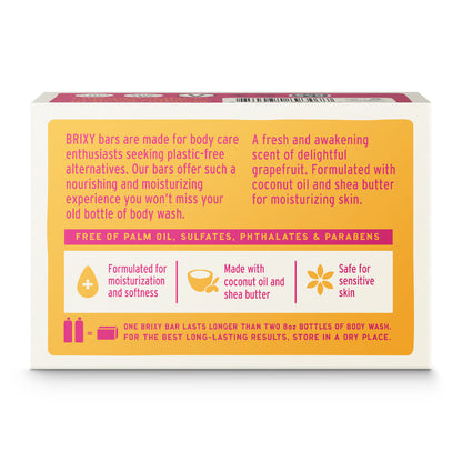 BRIXY Citrus Body Wash Bar for Moisturization & Softness (sold in Cases of 6)